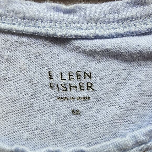 Eileen Fisher Tank Top Small Lt Blue Scoop Neck Sequins 100% Linen - Picture 3 of 7